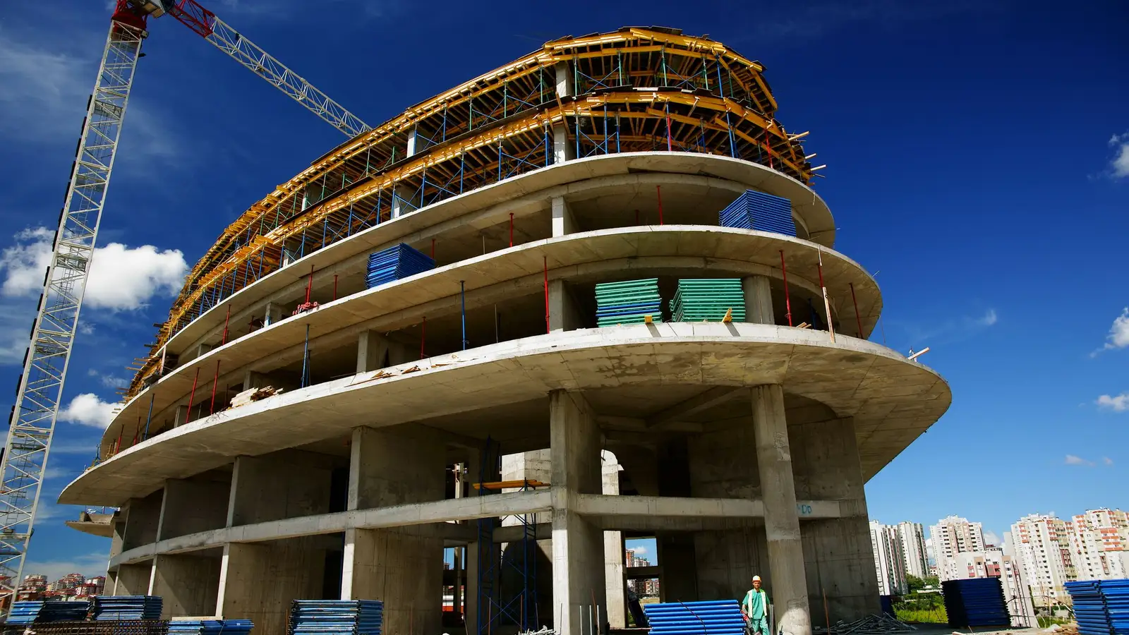 A concrete building under construction